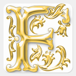 Ursprüngliche F-Hauptstadt-Briefaufkleber in Gold Quadratischer Aufkleber