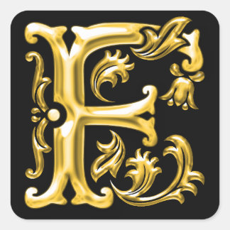 Ursprüngliche F-Hauptstadt-Briefaufkleber in Gold Quadratischer Aufkleber
