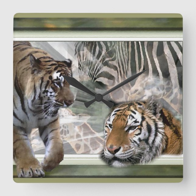 Ursprüngliche Jungle Print Quadratische Wanduhr (Vorderseite)