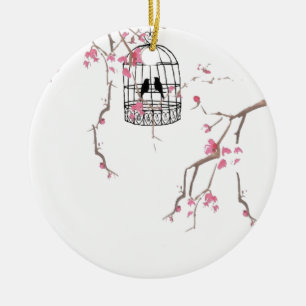 Ursprüngliche Kirschblüte Birdcagegrafik Keramikornament