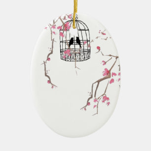 Ursprüngliche Kirschblüte Birdcagegrafik Keramikornament