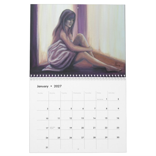 Ursprüngliche Kunst-Kalender-Malereien von Jenny Kalender (Jan 2027)