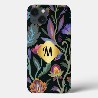 Ursprüngliche luxuriöse schwarze Blume Muster Gold Case-Mate iPhone Hülle