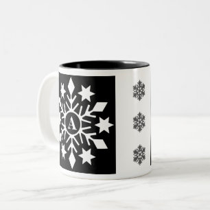 Ursprüngliche moderne Schwarz-weiße Weihnachtsschn Zweifarbige Tasse