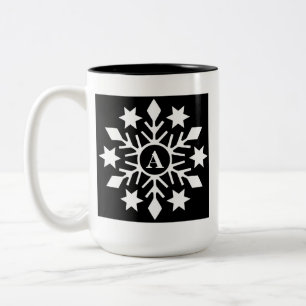 Ursprüngliche moderne Schwarz-weiße Weihnachtsschn Zweifarbige Tasse