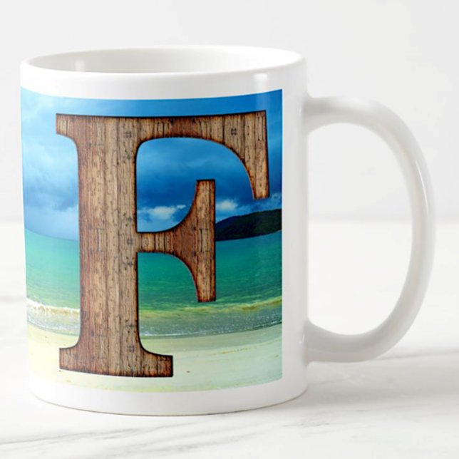 Ursprüngliche Monogram Holzbrief A Beach Ocean Sze Kaffeetasse (Von Creator hochgeladen)