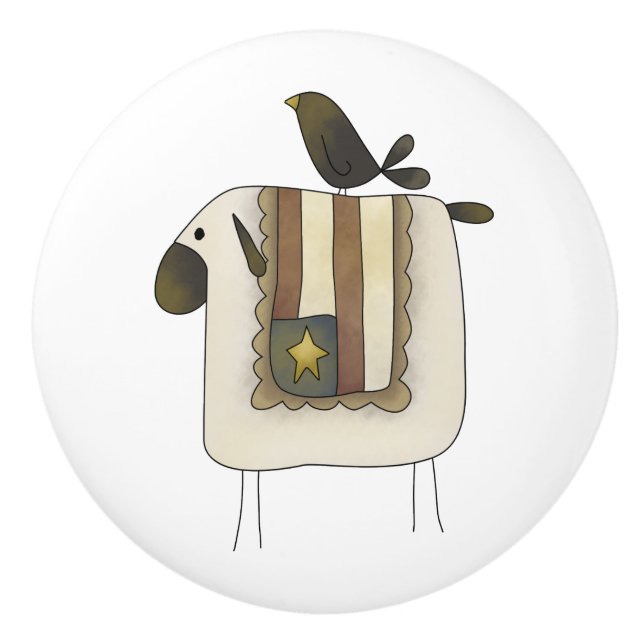 Ursprüngliche niedliche Schaf-und Keramikknauf (Vorderseite)