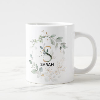 Ursprüngliche S Alphabet Letter Greenery und Gold Jumbo-Tasse