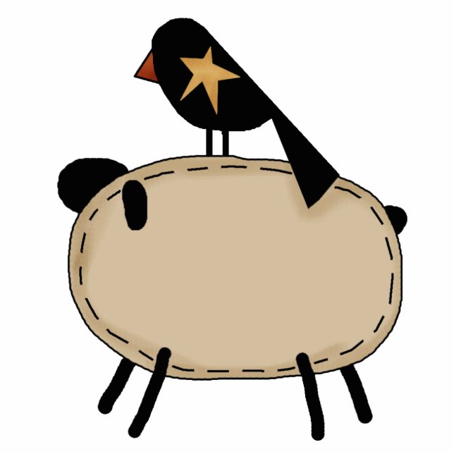 ursprüngliche Schafe und Krähe Skulptur Freistehende Fotoskulptur (Vorne)