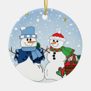 Ursprüngliche Schnee-Paare Keramikornament