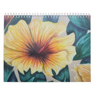 Ursprüngliche tropische Blume zeichnend Kalender