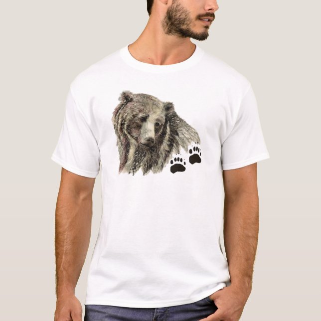 Ursprüngliche Wasserfarbe Grizzly Bären Tierart T-Shirt (Vorderseite)