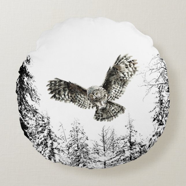 Ursprüngliche Wasserfarbe markende oder jagende Vö Rundes Kissen (Vorderseite)