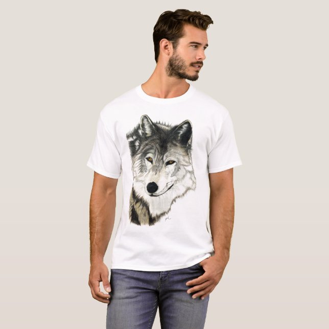 Ursprüngliche Wolf-Kunst T-Shirt (Vorne ganz)