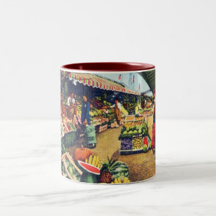 Ursprünglicher Bauernmarkt, Hollywood, Kalifornien Zweifarbige Tasse