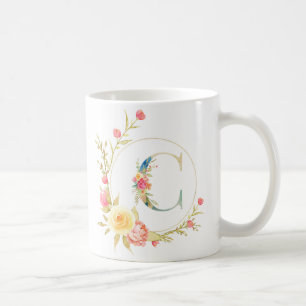 Ursprünglicher Blumenbrief Blumenrahmen Kaffeetasse