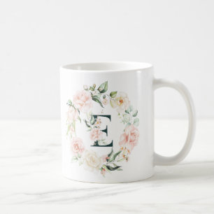 Ursprünglicher Blumenbrief E Blumenrahmen Kaffeetasse