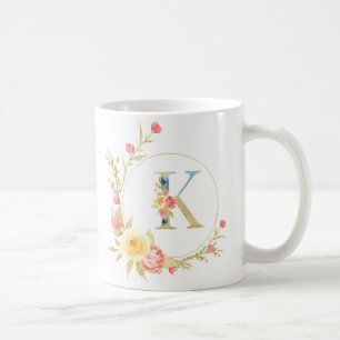 Ursprünglicher Blumenbrief K Blumenrahmen Kaffeetasse