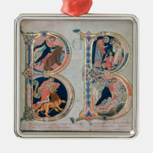 Ursprünglicher Buchstabe 'B' Beatus vir - Gesegnet Silbernes Ornament