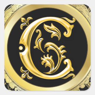 Ursprünglicher C-Aufkleber in Gold Quadratischer Aufkleber
