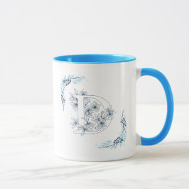 Ursprünglicher "D" Blue Monogram Calm Floral Coffe Tasse