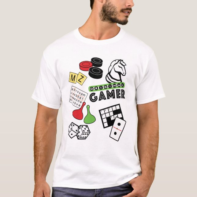 Ursprünglicher Gamer - Puzzlespiel u. T-Shirt (Vorderseite)