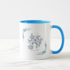 Ursprünglicher "I" Blue Monogram Calm Floral Coffe Tasse