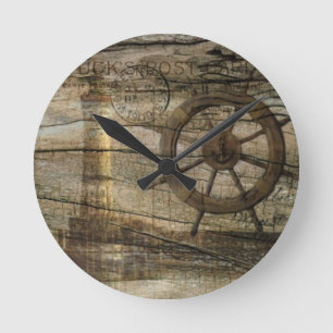 Ursprünglicher Küstenseehelm-Radleuchtturm Runde Wanduhr