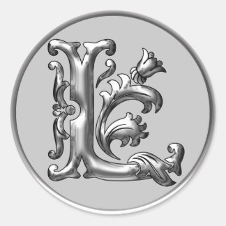 Ursprünglicher L Rundkleber in Silber Runder Aufkleber