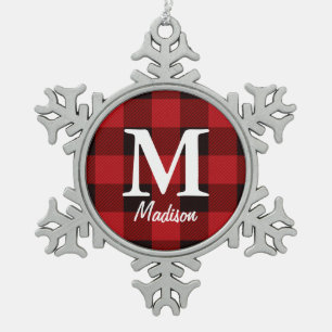 Ursprünglicher Lumberjack Roter Büffel kariert Schneeflocken Zinn-Ornament