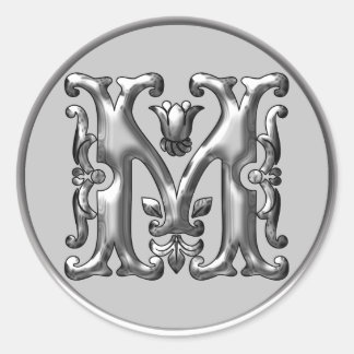 Ursprünglicher M Rundaufkleber in Silber Runder Aufkleber