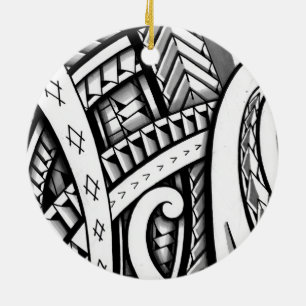 Ursprünglicher Maori- Stammes- Tätowierungsentwurf Keramik Ornament