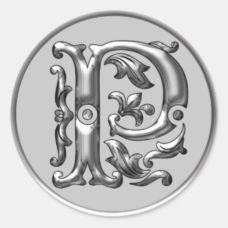Ursprünglicher P Rundaufkleber in Silber Runder Aufkleber