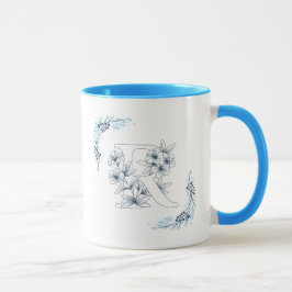 Ursprünglicher ‚R‘ Blue Monogram Calm Floral Coffe Tasse