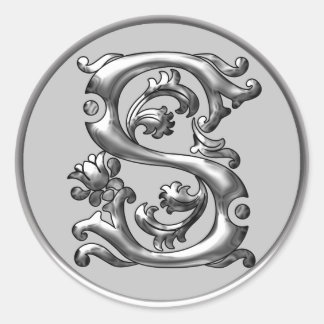 Ursprünglicher S Rundaufkleber in Silber Runder Aufkleber