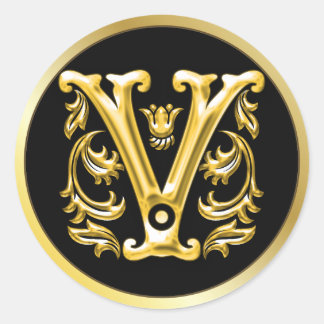 Ursprünglicher V Rundaufkleber in Gold Runder Aufkleber