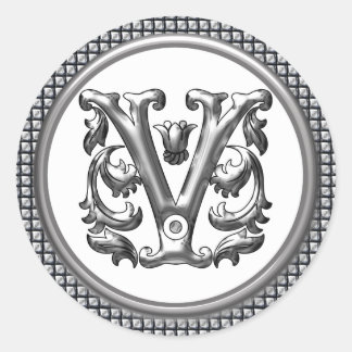 Ursprünglicher V Rundaufkleber in Silber Runder Aufkleber