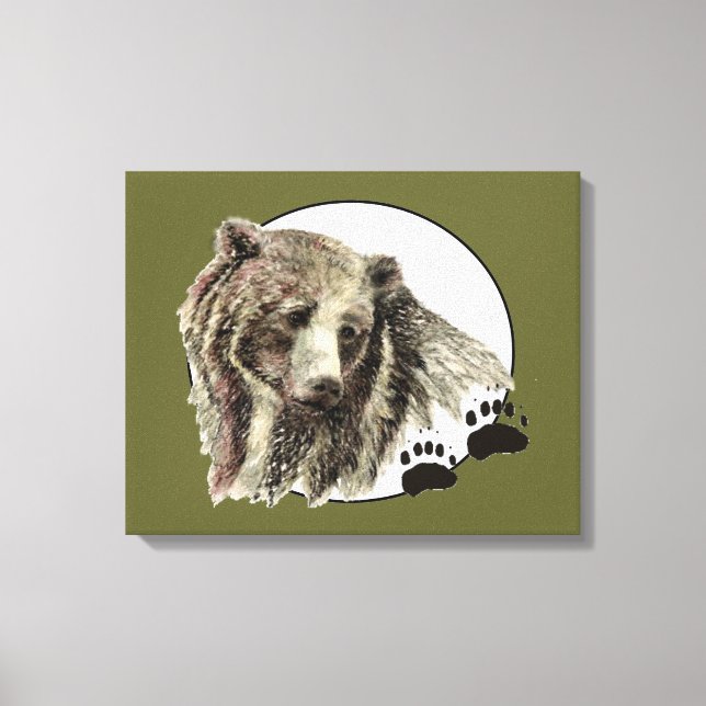 Ursprünglicher Wasserfarbenbär mit Spuren Tier Leinwanddruck (Vorderseite)