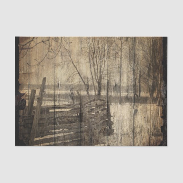 Ursprünglicher Western, alter Holzzaun Seidenpapier (Vorderseite)