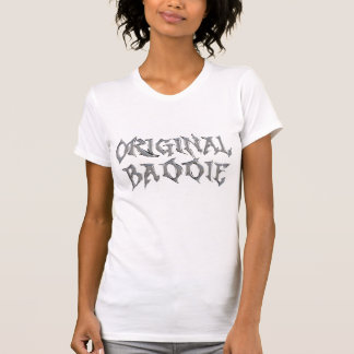 Ursprüngliches Baddie Chrome Gothic Textdesign T-Shirt