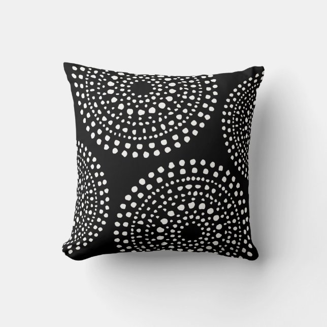 Ursprüngliches Boho-Mosaikmuster Schwarz Kissen (Vorderseite)