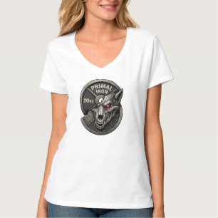 Ursprüngliches Eisenwolf-Gym-Gewichtsschild-Grafik T-Shirt