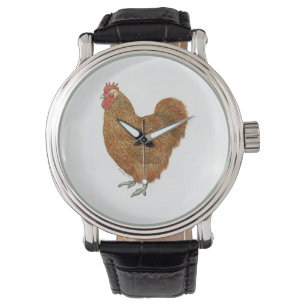 Ursprüngliches Federzeichnen eines Huhns Armbanduhr
