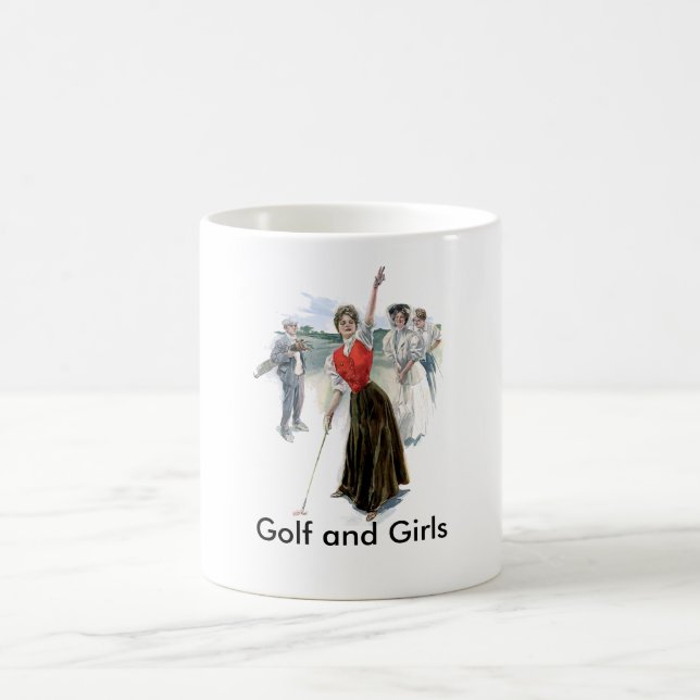 Ursprüngliches Golf spielendes Mädchen Tasse (Mittel)