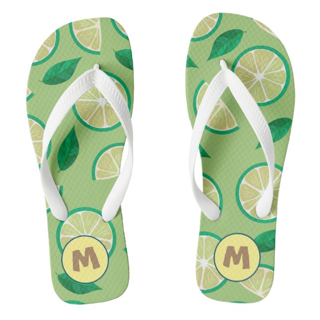 Ursprüngliches Hübsches Retro Lemon l Greenery Mus Flip Flops (Fußbett)
