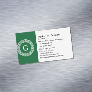 Ursprüngliches Monogramm für den Forest Grn mit gr Magnetische Visitenkarte