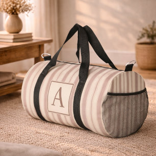 Ursprüngliches rustikales Farmhaus gestreift Beige Duffle Bag