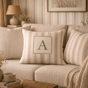 Ursprüngliches rustikales Farmhaus gestreift Beige Kissen