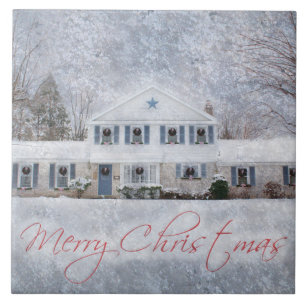 Ursprüngliches Winterschnee Rustikales Open House Fliese