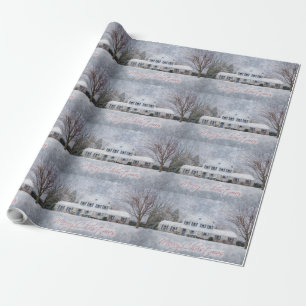 Ursprüngliches Winterschnee Rustikales Open House Geschenkpapier